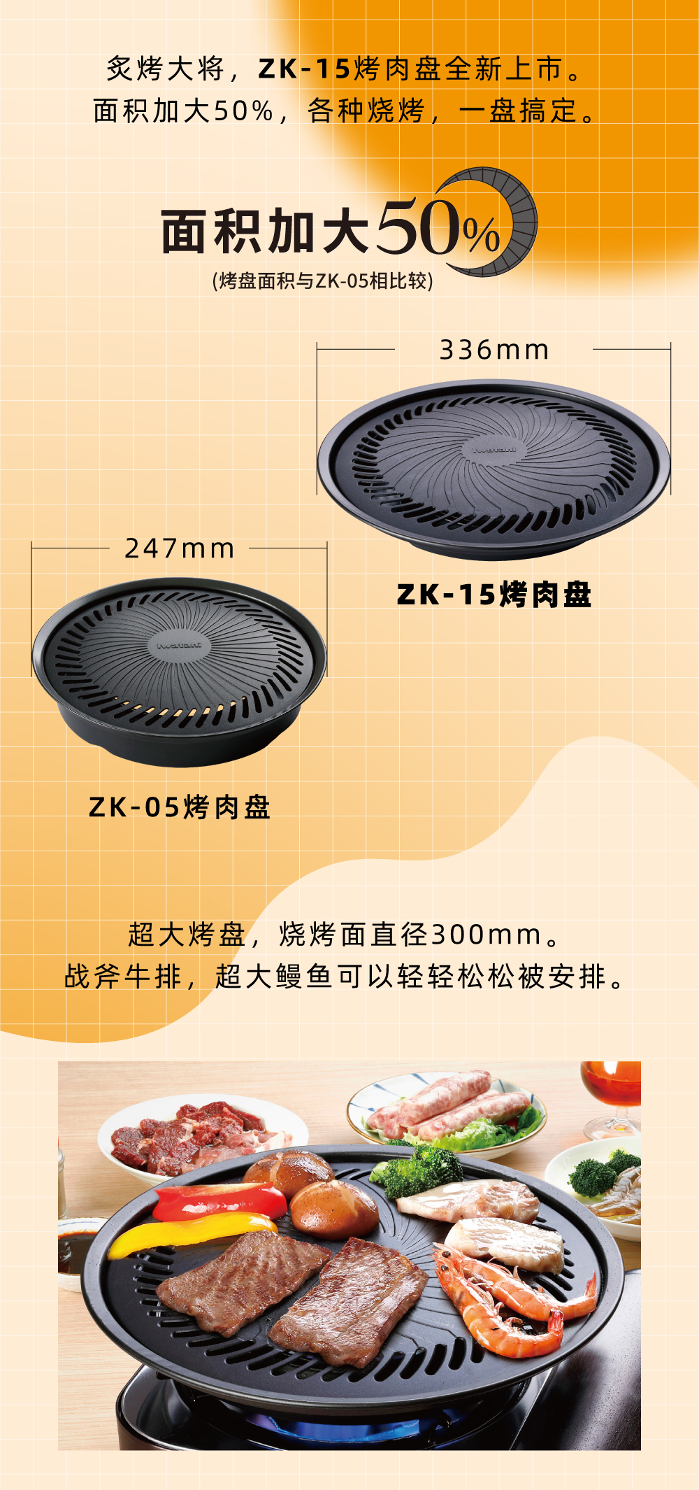 炙烤大將，zk-15全新上市。面積加大50%，各種燒烤，一盤搞定。